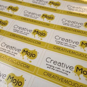 Sheets of 500x White Mojo Logo Stickers